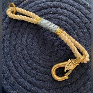 The Ropes made in Maine bracelet. Camden design with natural, gold & light blue